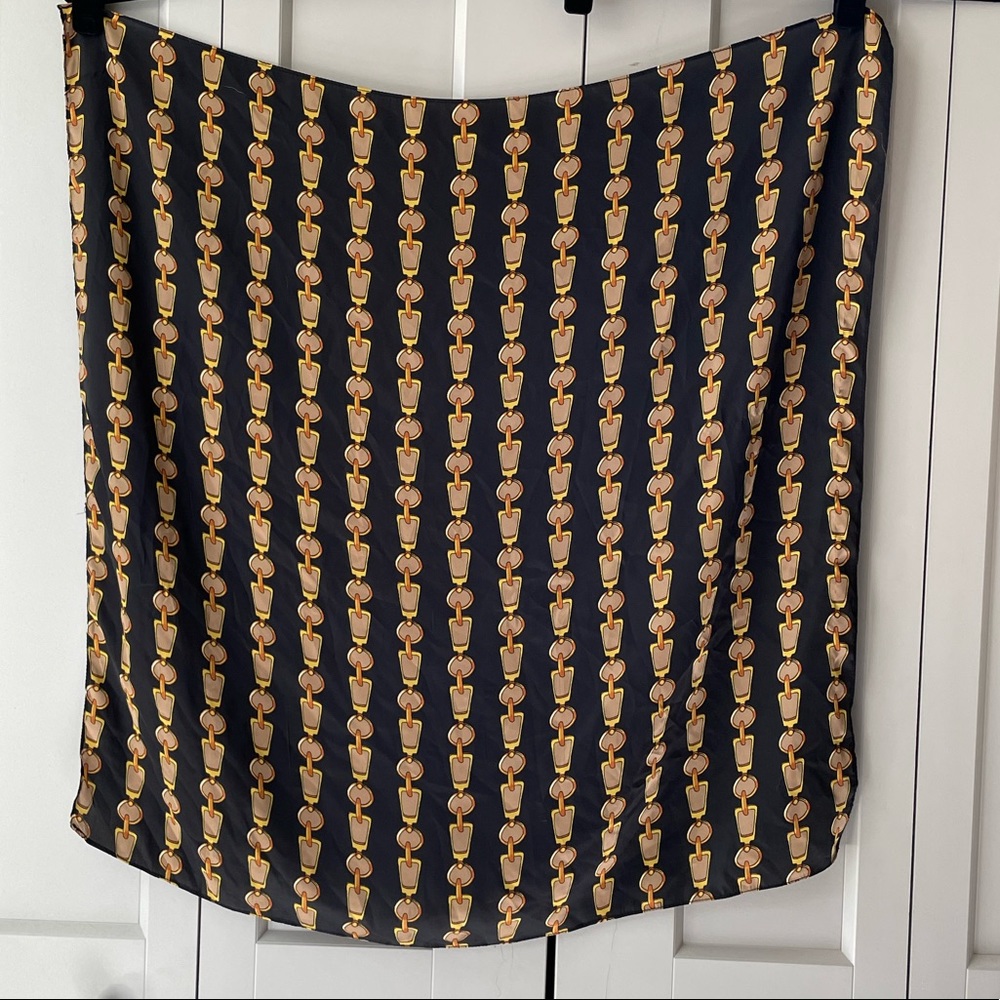 Vintage Silk Scarf with Chain Print